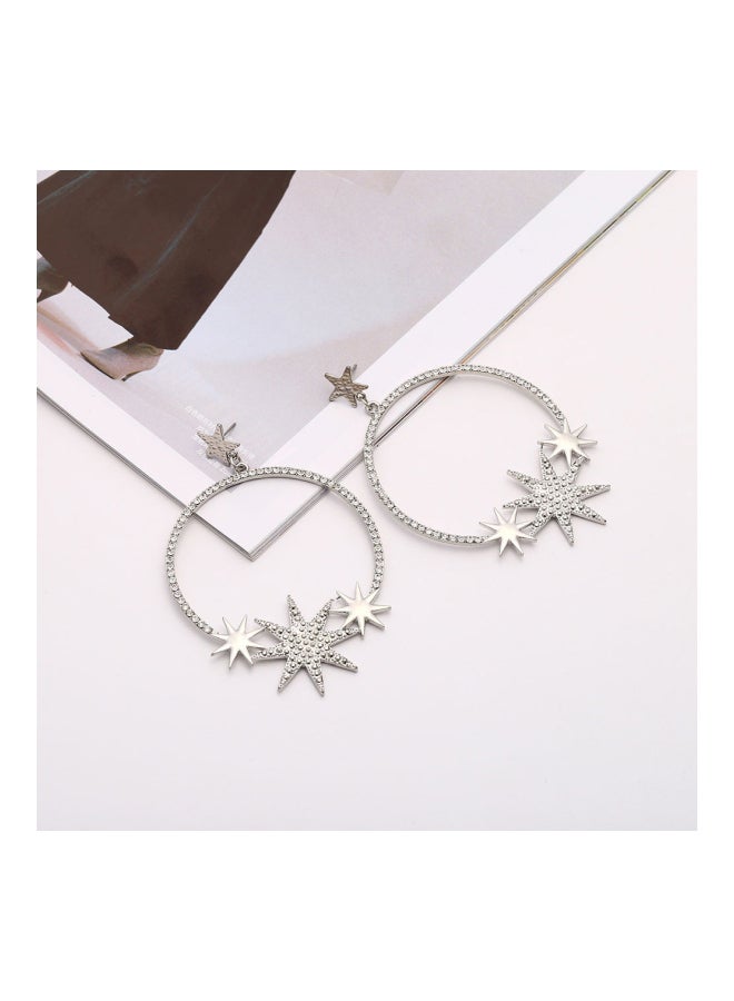 Sharpdo - Metal Vintage Circle Star Dangle Earrings - Image 1