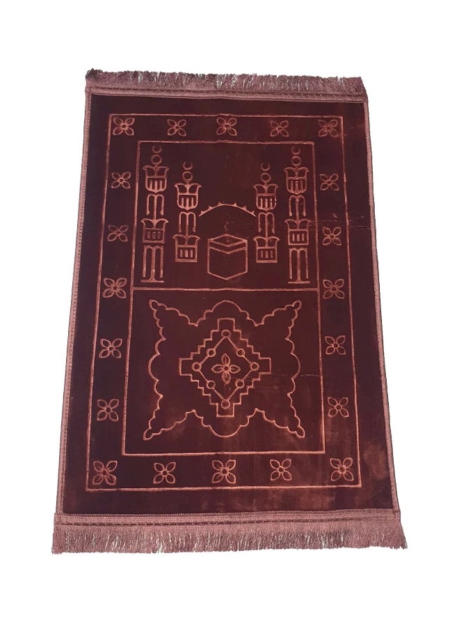 سجادة صلاة مخملية بطباعات فاخرة كستنائي 80x120x2سم - Image 1
