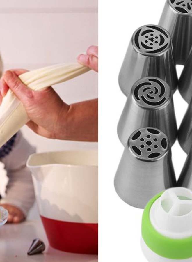 8-Piece Cake Decorating Mouth Icing Tube Set Silver 3.6 x 4cm  - Image 2