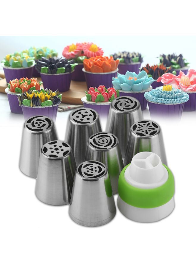 8-Piece Cake Decorating Mouth Icing Tube Set Silver 3.6 x 4cm  - Image 3