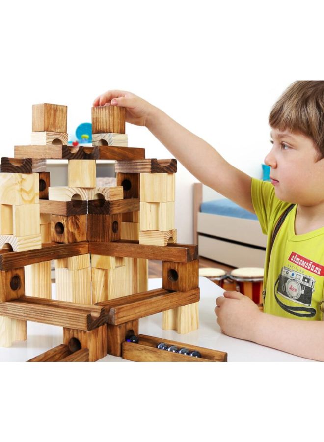 جو باي مجموعة مكعبات بناء من الخشب والرخام بتصميم كلاسيكي مكونة من 60 قطعة - Image 2