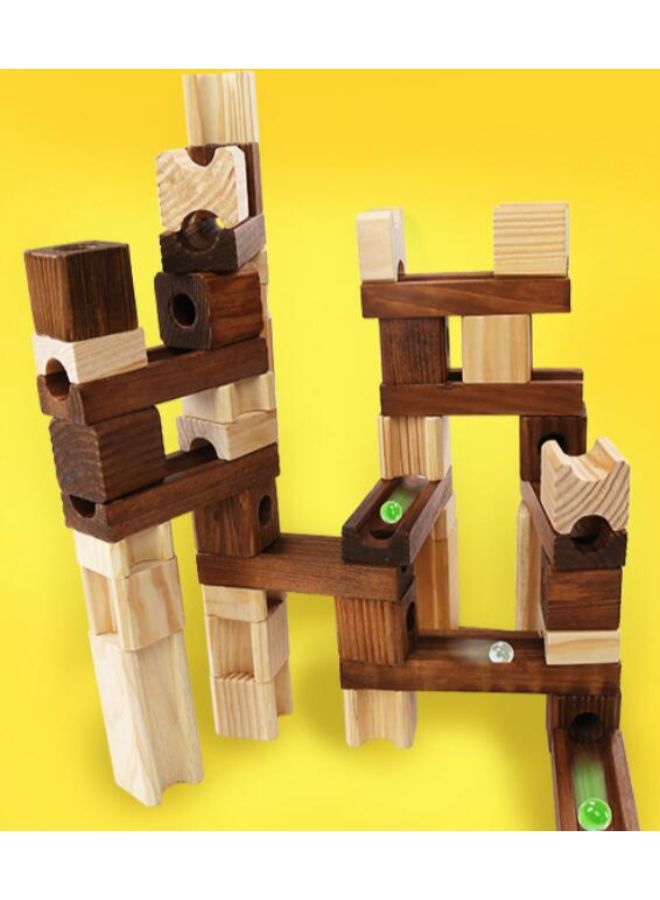 جو باي مجموعة مكعبات بناء من الخشب والرخام بتصميم كلاسيكي مكونة من 60 قطعة - Image 3