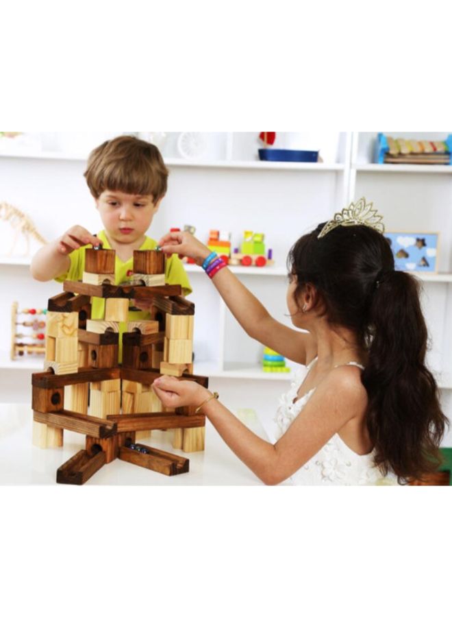 جو باي مجموعة مكعبات بناء من الخشب والرخام بتصميم كلاسيكي مكونة من 60 قطعة - Image 4