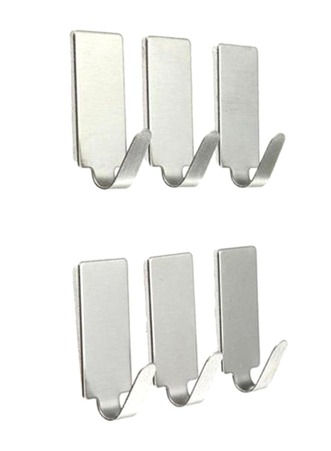 6-Piece Self Adhesive Hook Silver  - Image 1