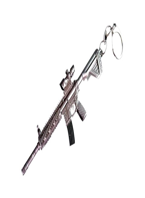 M416 Assault Rifle Key Chain Silver