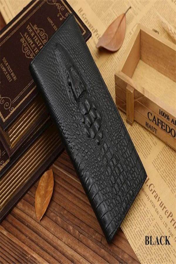 JINBAOLAI Alligator Leather Wallet Black - Image 2