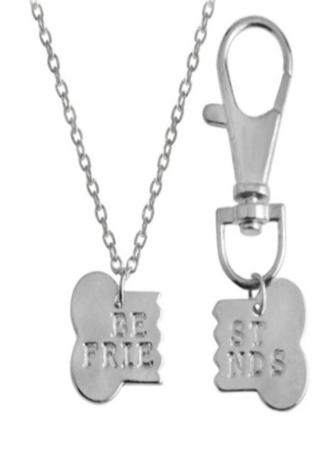 2-Piece Dog Bone Shape Key Chain Silver - Image 1