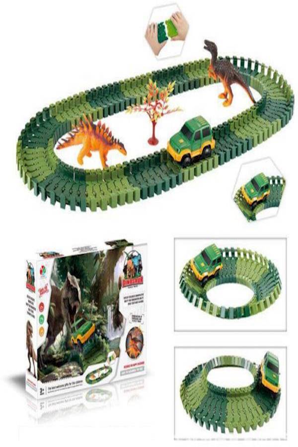 100 Piece Dinosaur Racing Track Set With Led Car Toy - Image 2
