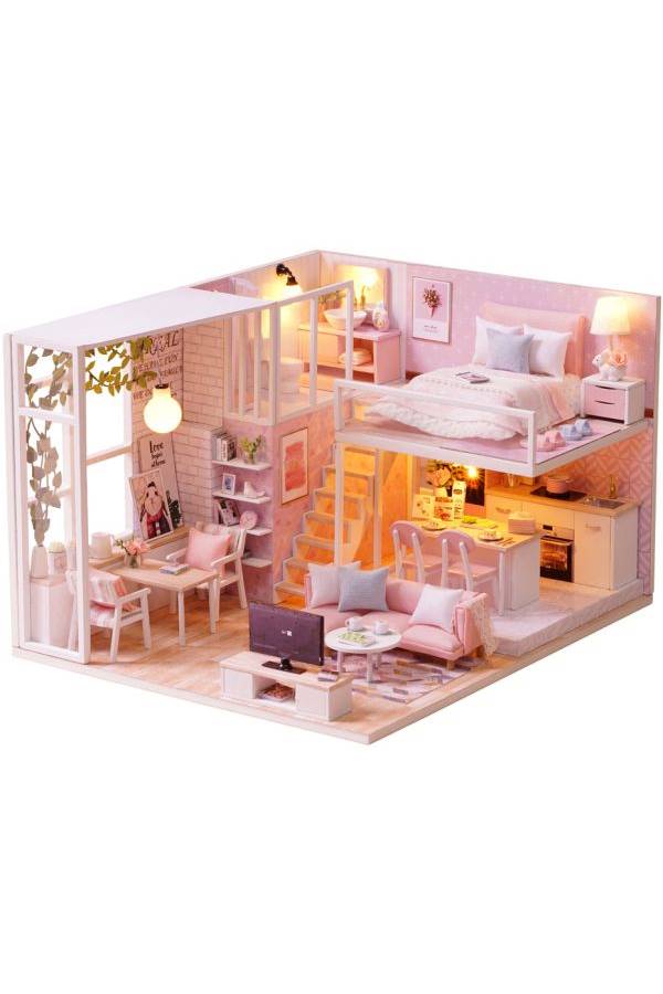 Wooden House Room Toy And Furniture With LED Lights  - Image 1