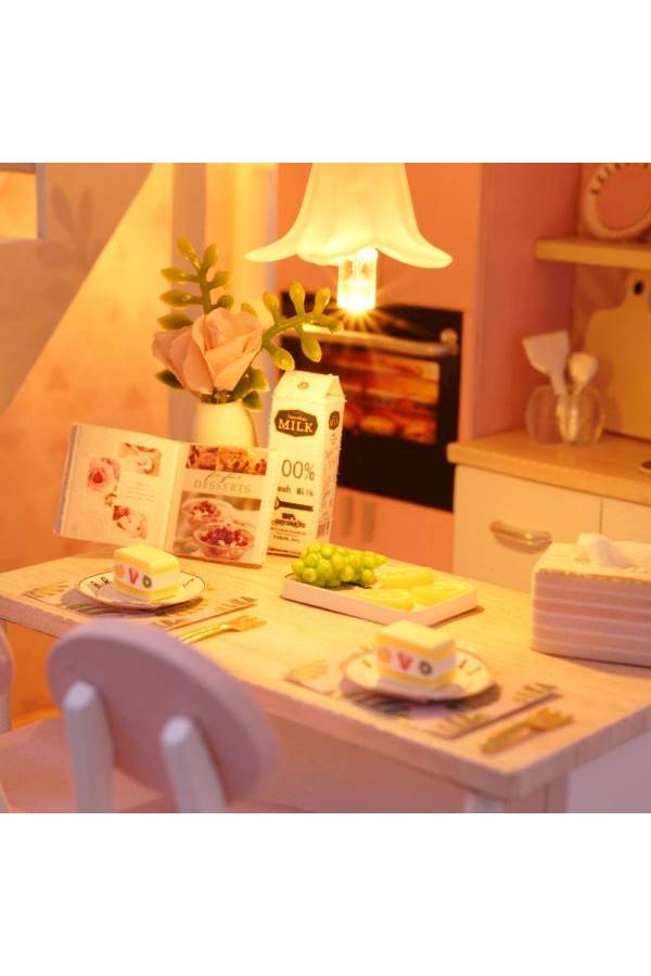 Wooden House Room Toy And Furniture With LED Lights  - Image 4