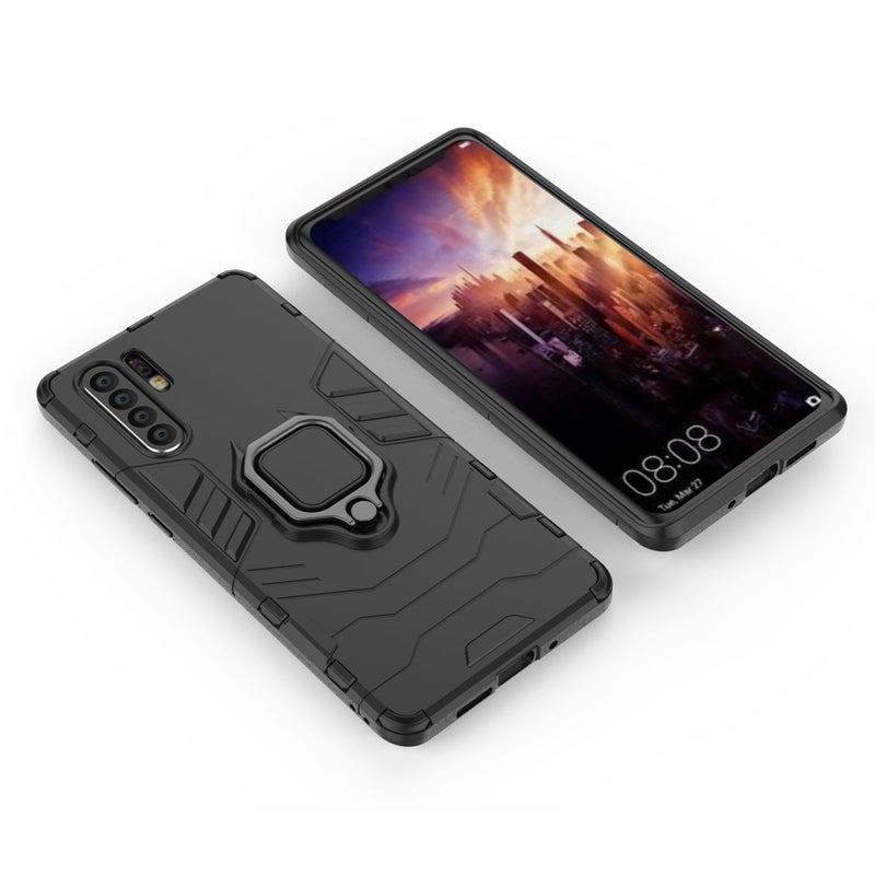 Anti-Fall Ring Bracket Full Package Armor Plastic Phone Case Cover For Huawei P30 Pro Black - Image 3