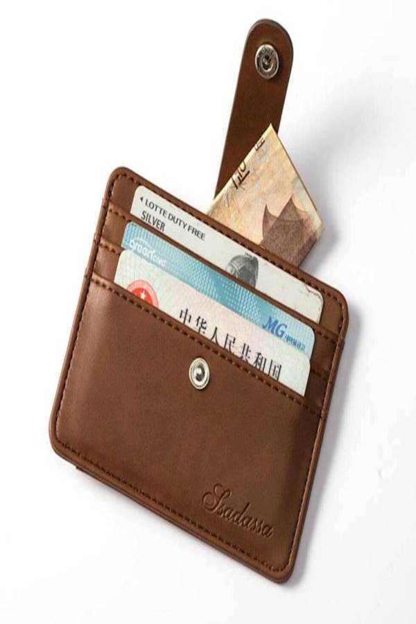 Generic - Leather Card Holder Wallet Brown - Image 1