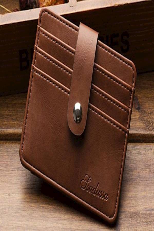 Generic - Leather Card Holder Wallet Brown - Image 1