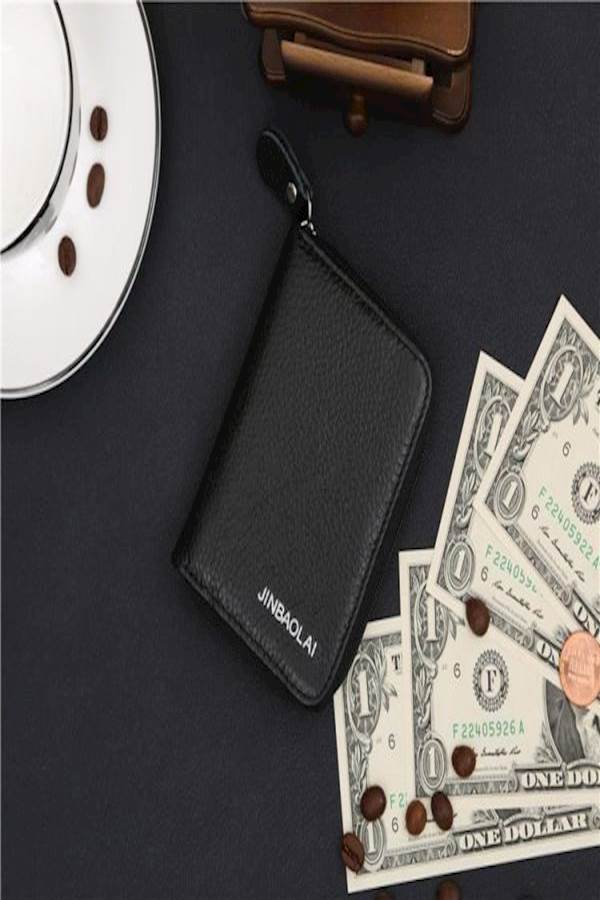 JINBAOLAI Leather Card Holder Wallet Black  - Image 2