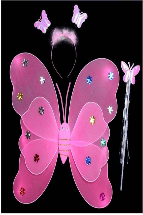3 Pcs Led Flashing Light Up Fairy Butterfly Wings Wand Headband Costume Dress-Up Toy - Image 4