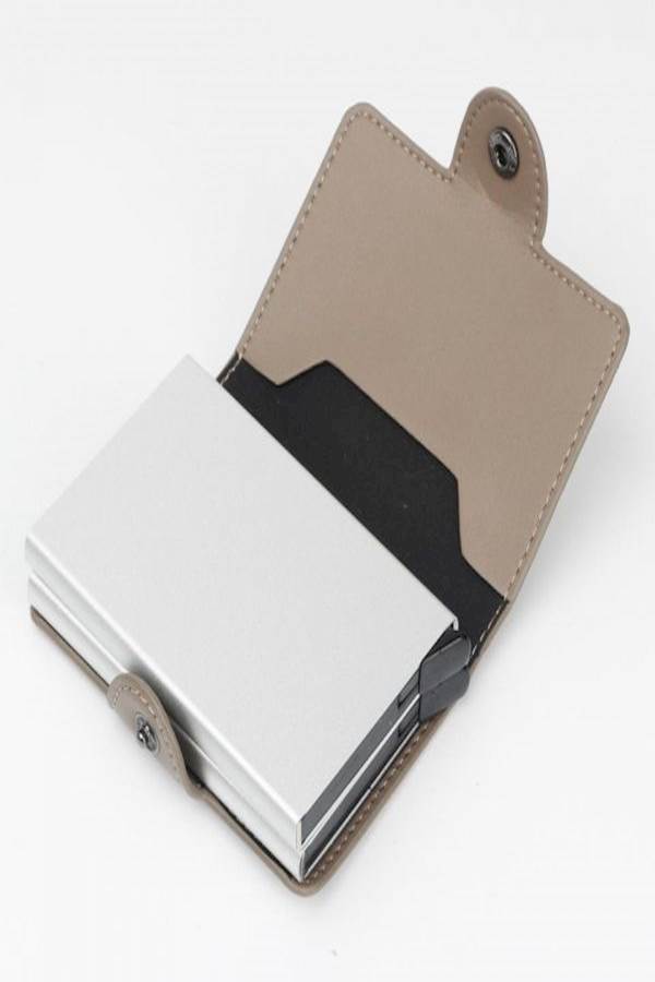 Leather Card And ID Case Grey - Image 4