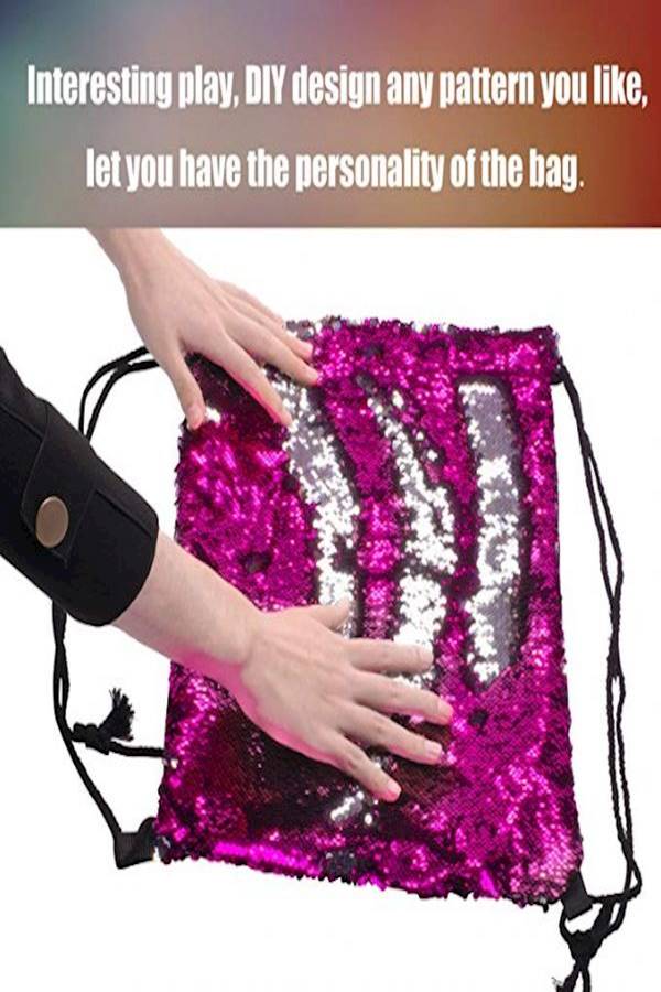 Reversible Sequin Sack Pack Pink/Silver/Black - Image 3