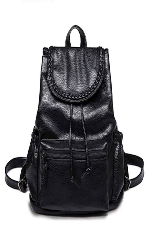 Pu Soft Leather Backpack Black  - Image 1