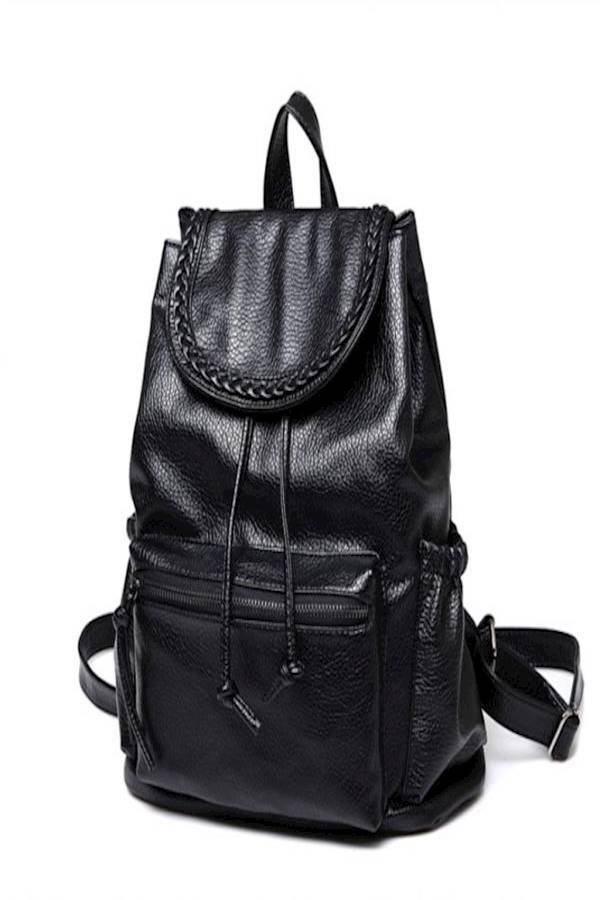 Pu Soft Leather Backpack Black  - Image 2