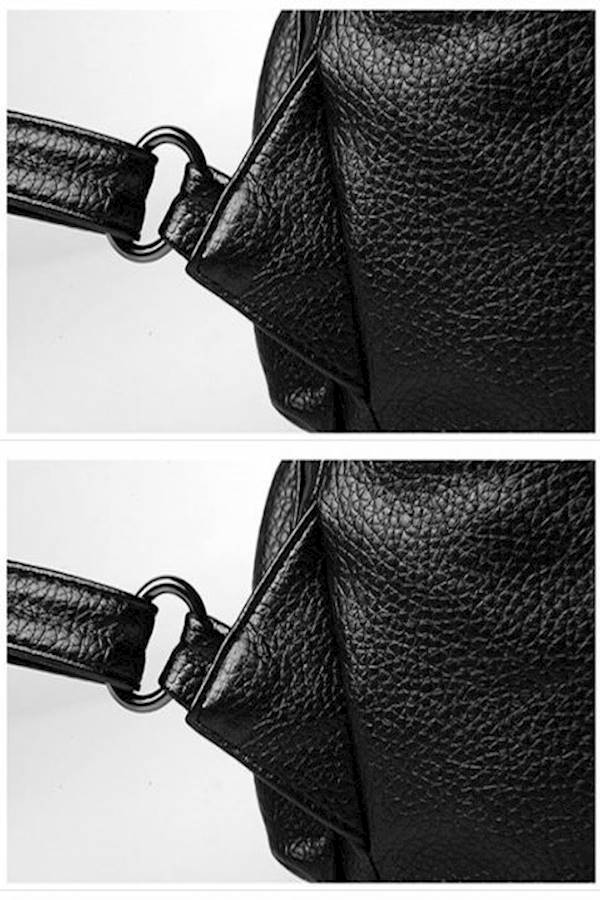 Pu Soft Leather Backpack Black  - Image 4
