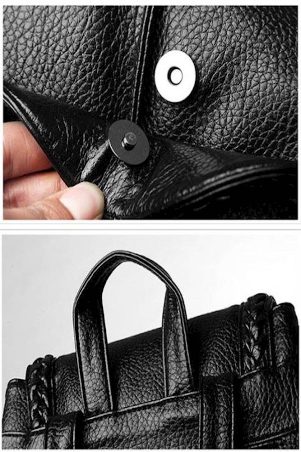 Pu Soft Leather Backpack Black  - Image 5