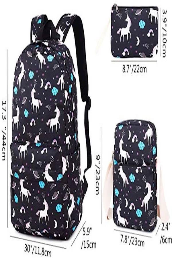 Set Of 3 Unicorn Backpack Multi Color - Image 5
