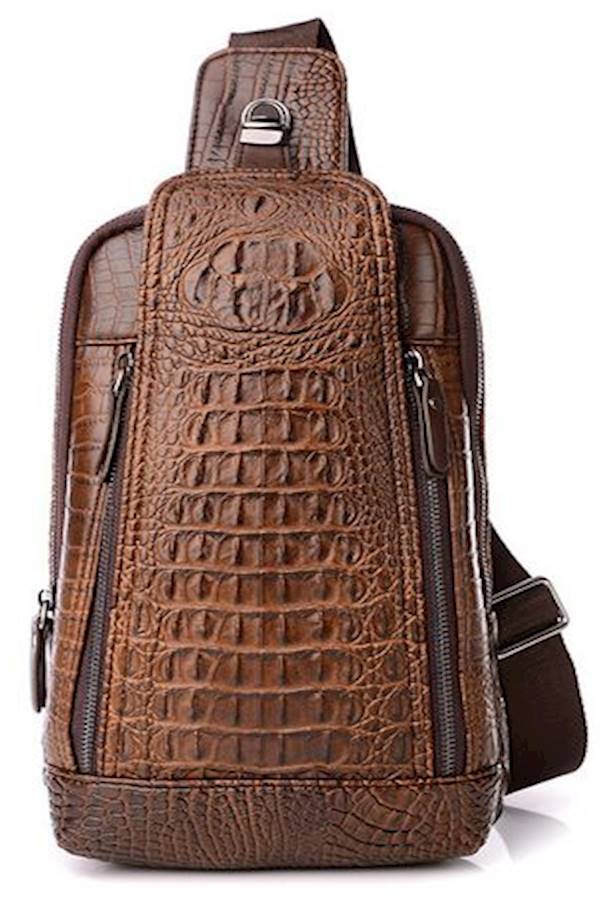 Generic - Crocodile Pattern Sling Backpack Brown - Image 1