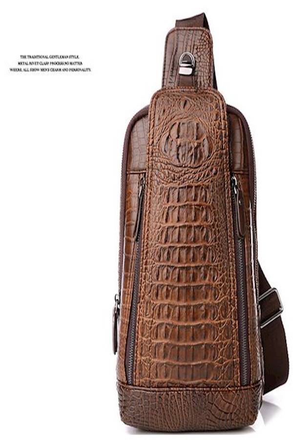 Generic - Crocodile Pattern Sling Backpack Brown - Image 1