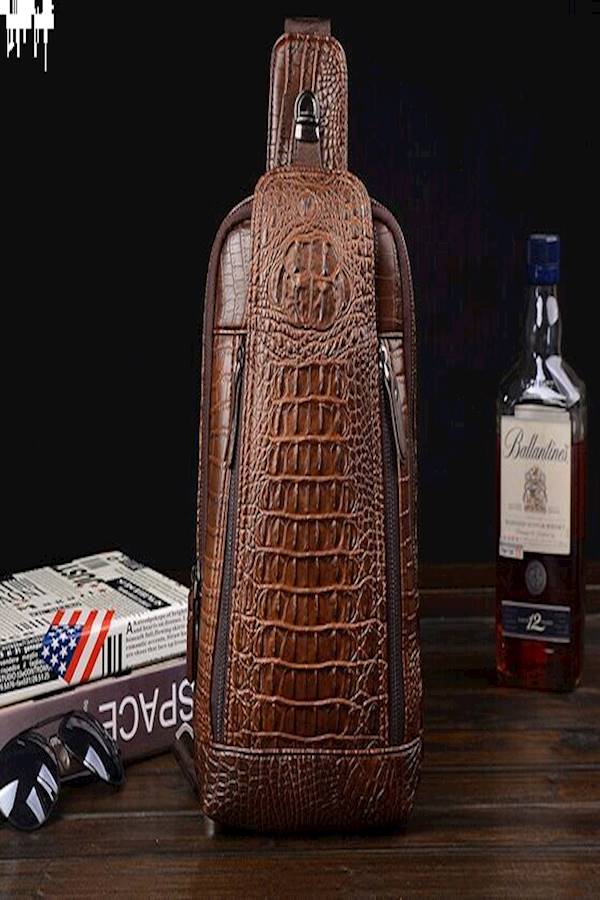 Generic - Crocodile Pattern Sling Backpack Brown - Image 1