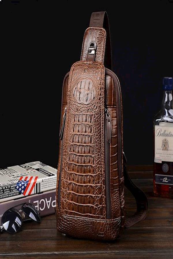 Generic - Crocodile Pattern Sling Backpack Brown - Image 1