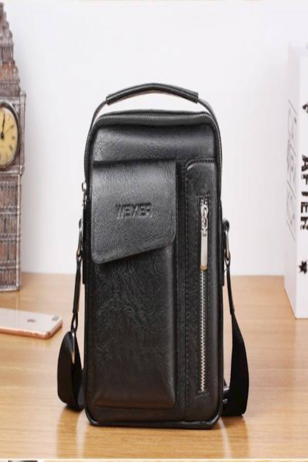 Weixer Leather Messenger Bag Black  - Image 2