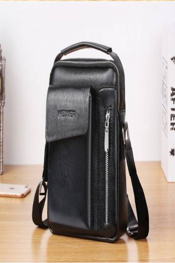 Weixer Leather Messenger Bag Black  - Image 3