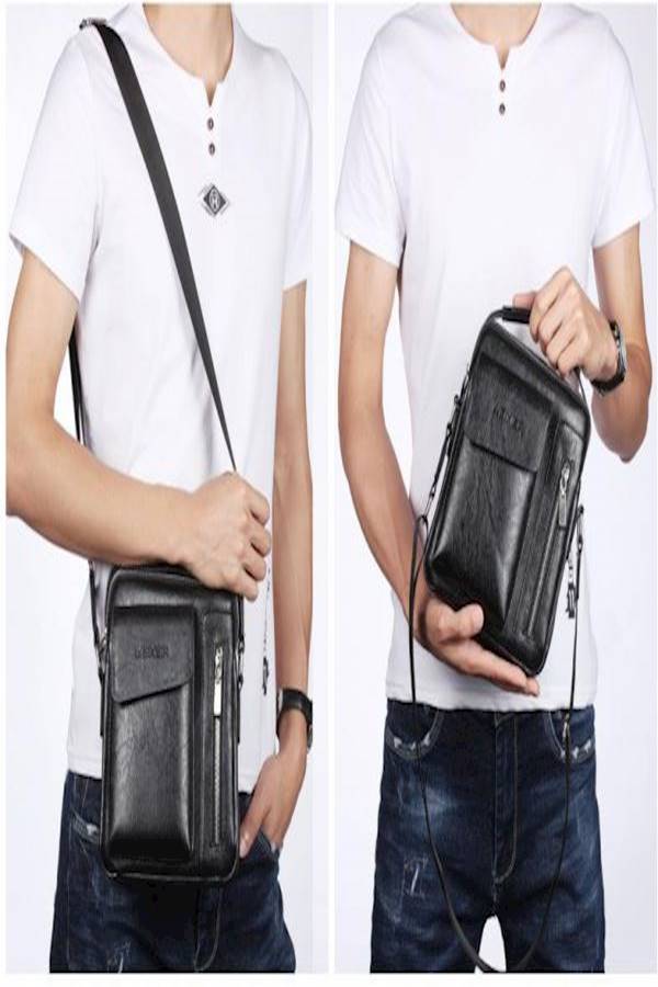 Weixer Leather Messenger Bag Black  - Image 5
