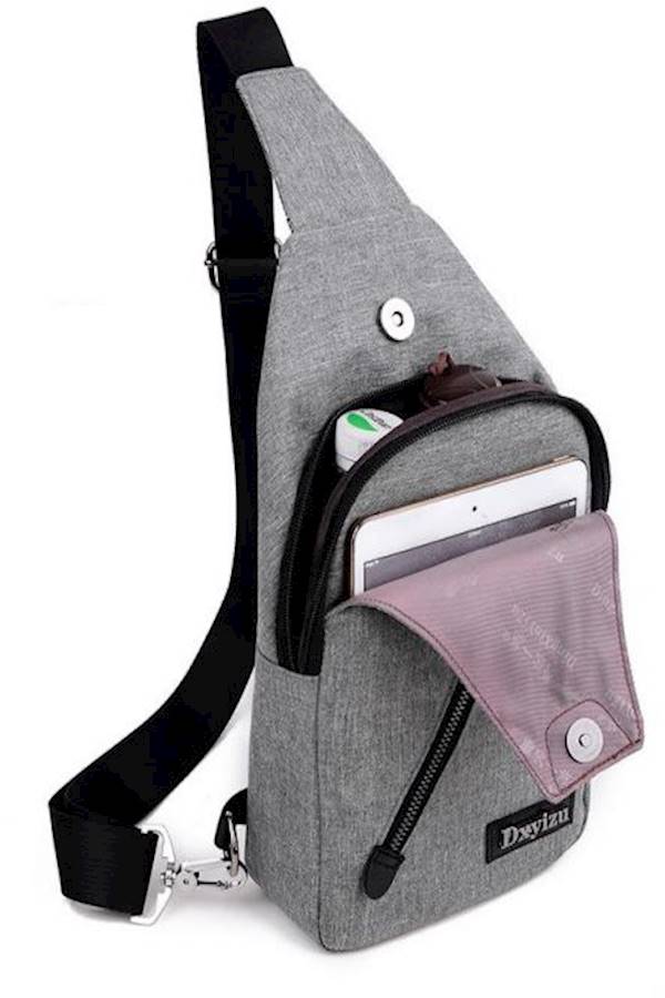 DXYIZU USB Charging Crossbody Bag Grey/Black - Image 2
