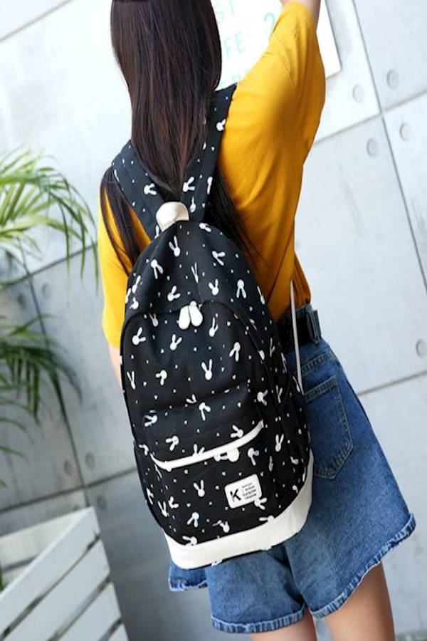 Generic - 4-Piece Printed Backpack Set Black/White - Image 1