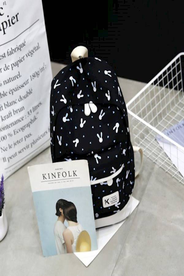Generic - 4-Piece Printed Backpack Set Black/White - Image 1