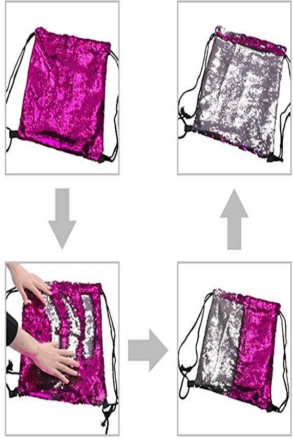 حقيبة ظهر برباط سحب وترتر وطبعة حورية البحر متعددة الألوان - Image 3