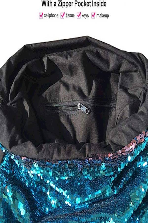 Mermaid Sequin Drawstring Sack Pack Blue - Image 2
