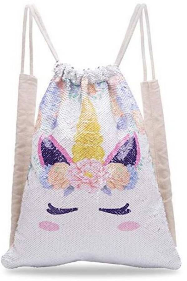 Unicorn Sequined Sackpack White