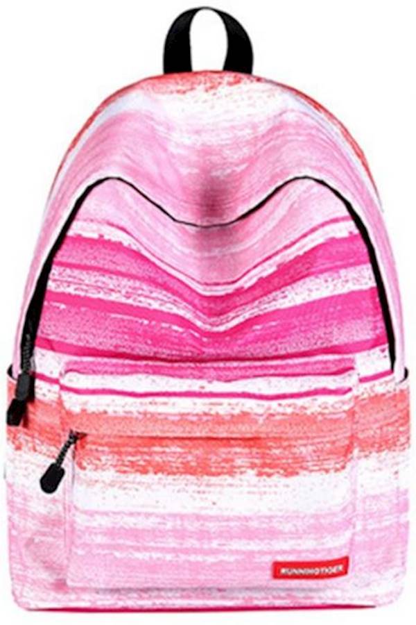 2-Piece Printed Canvas Backpack With Pouch Pink/White - Image 3