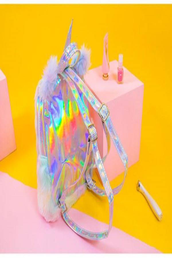 Generic - Plush Unicorn Backpack Pink/Blue - Image 1