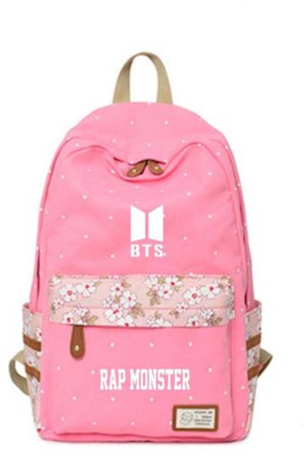 BTS Logo Printed Backpack Pink - Image 2