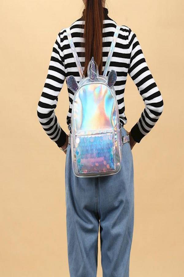 Generic - Unicorn Sequin Backpack Silver - Image 1