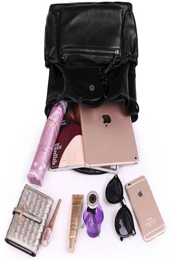Stylish Women's Leather Backpack Black  - Image 3