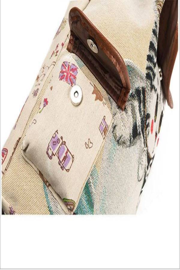 Cat Designed Backpack Beige/Black/Brown  - Image 5