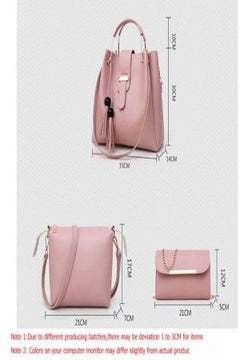 Generic 3-Piece Leather Handbag Set Pink  - Image 2