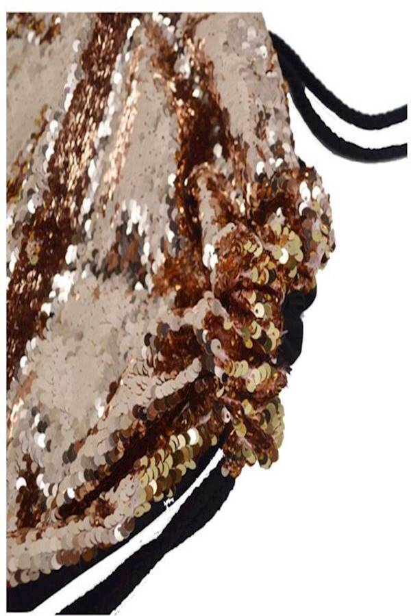 Reversible Sequinned Drawstring Backpack Gold - Image 3