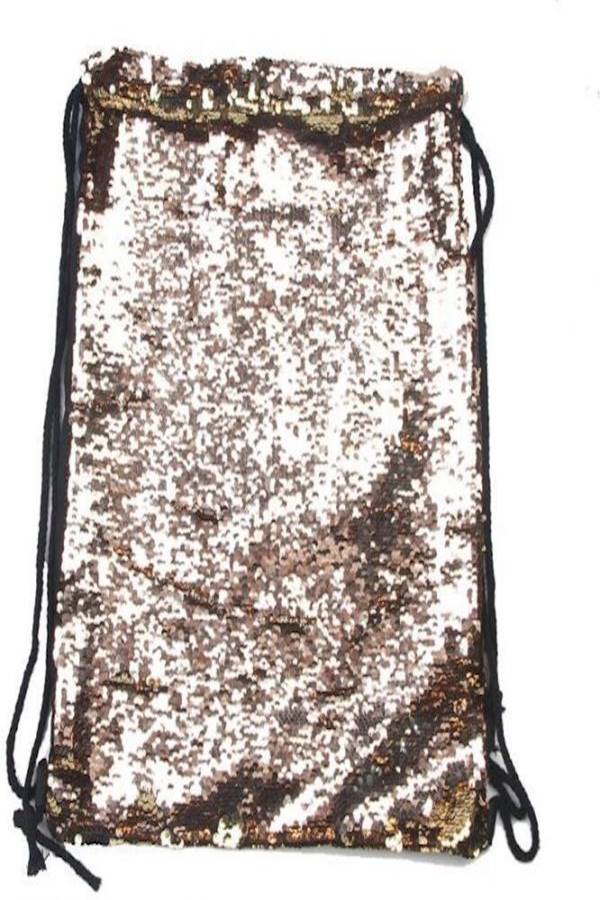 Reversible Sequinned Drawstring Backpack Gold - Image 2