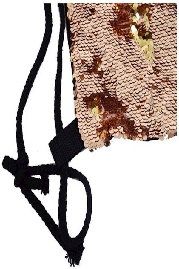 Reversible Sequinned Drawstring Backpack Gold - Image 5