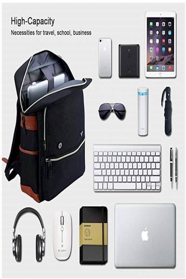 Generic Professional Slim USB Charging Travel Backpack Black/Brown  - Image 2